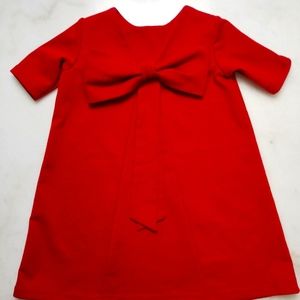 Classic red A-line girls bow dress